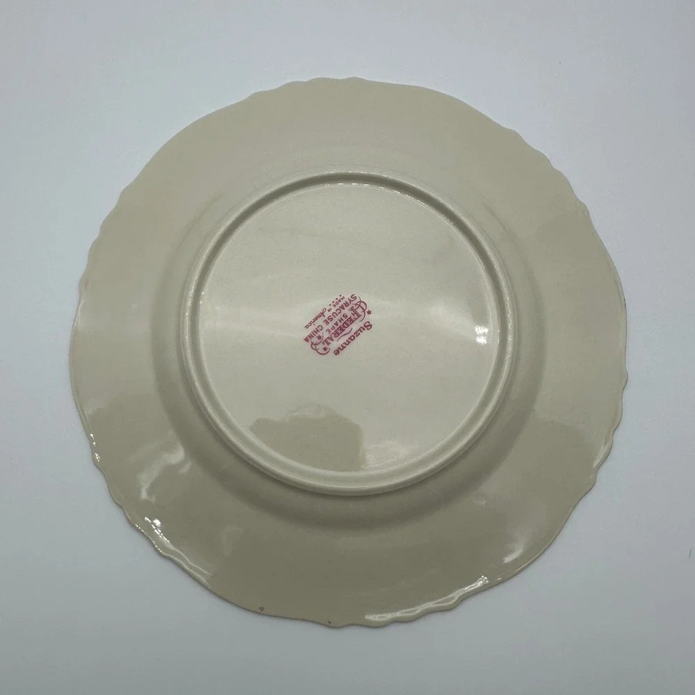4 Syracuse China Suzanne Federal Shape Salad Plates Gold Rim Set of